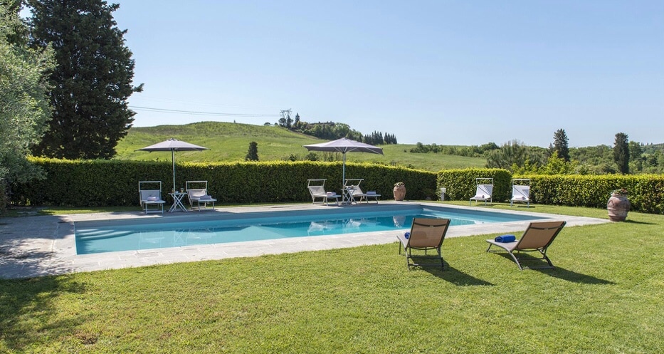 The pool with the hills beyond